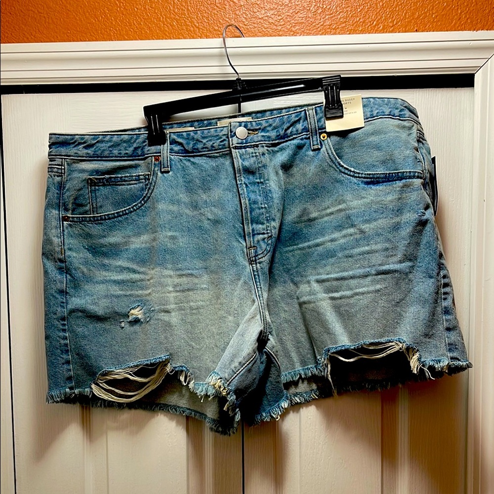 Universal Thread Blue Jean Shorts Distressed Raw-Edge